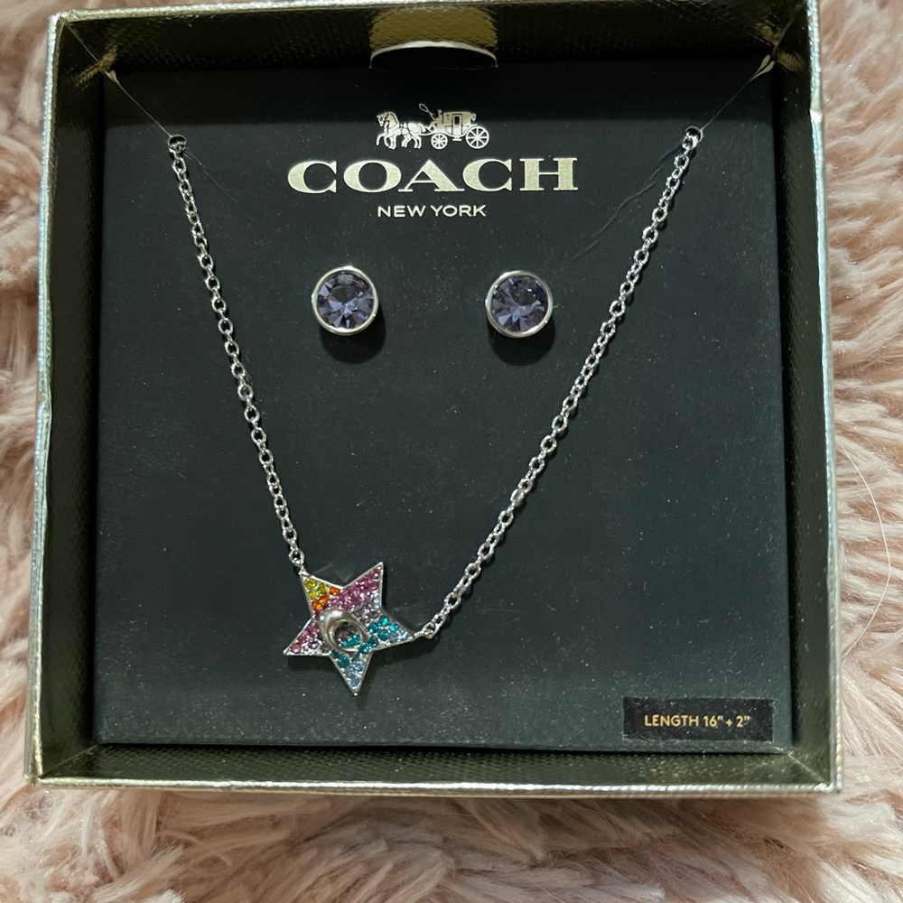 Brand new coach earring and necklace set.